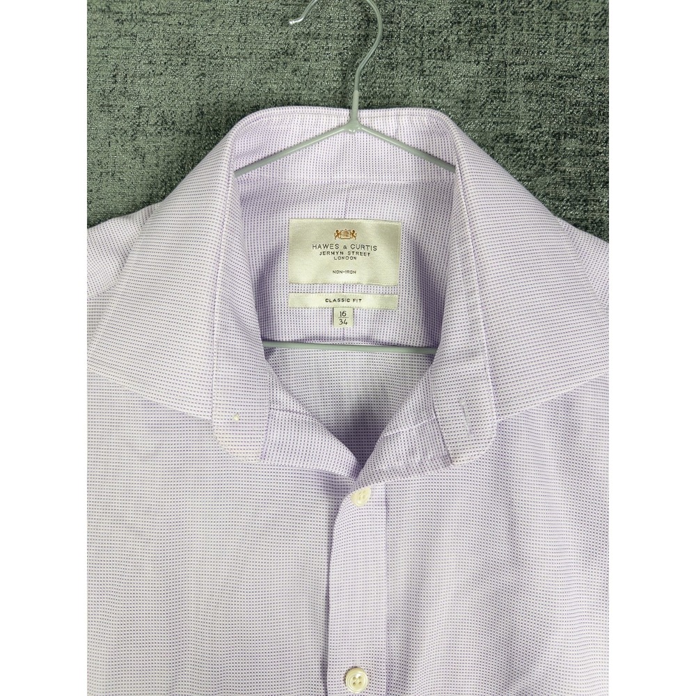 Hawes & Curtis Shirt Mens‎ 16 34 Classic Fit Non Iron Cotton Casual